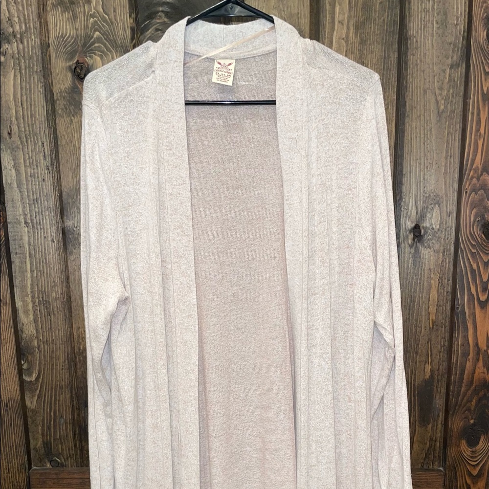 Long tshirt material cardigan sweater